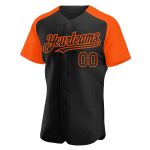 Custom Team Baseball Jersey with Personalized Name & Number - Black Orange Authentic Raglan Sleeves Personalized Black Orange