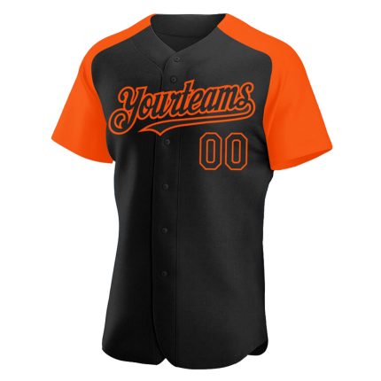 Custom Team Baseball Jersey with Personalized Name & Number - Black Orange Authentic Raglan Sleeves Personalized Black Orange