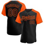 Custom Team Baseball Jersey with Personalized Name & Number - Black Orange Authentic Raglan Sleeves Personalized Black Orange