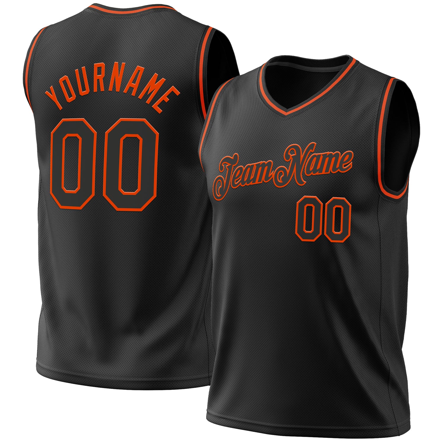 Personalized Black Orange Basketball Jersey - Authentic Throwback Style Personalized Black Orange Authentic Throwback Basketball