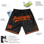 Personalized Black Orange Basketball Shorts - Authentic Throwback Style Personalized Black Orange Authentic Throwback Basketball
