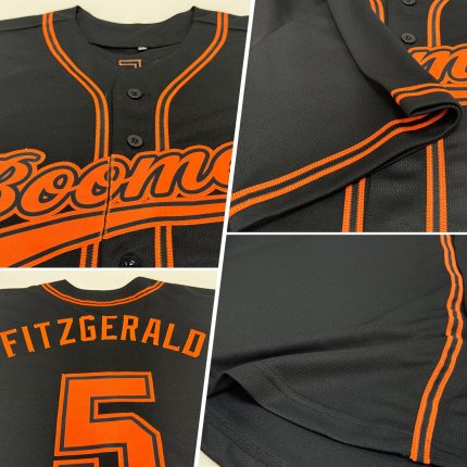 Custom Black and Orange Baseball Jersey for Kids - Personalized #24 Jersey Personalized Black Orange Baseball Jersey 24