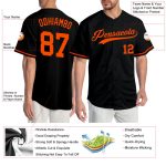 Customizable Black and Orange Baseball Jersey for Men and Women - Personalized Sports Apparel Personalized Black Orange Baseball
