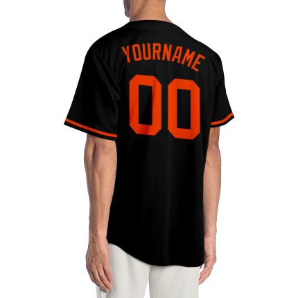 Customizable Black and Orange Baseball Jersey for Men and Women - Personalized Sports Apparel Personalized Black Orange Baseball