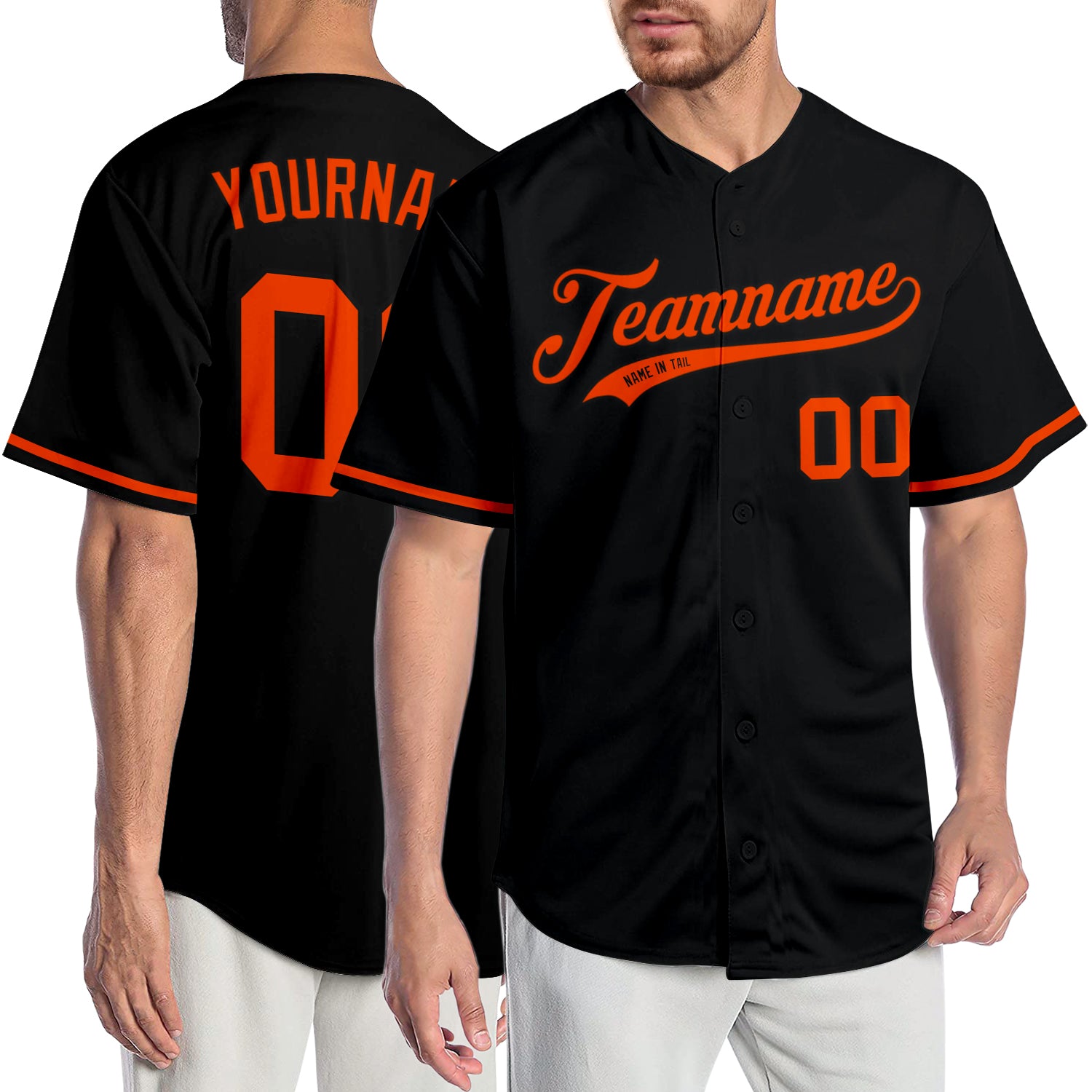Customizable Black and Orange Baseball Jersey for Men and Women - Personalized Sports Apparel Personalized Black Orange Baseball