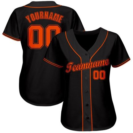 Personalized Black and Orange Baseball Jersey for Men and Women, Custom Team Apparel Personalized Black Orange Baseball Jersey