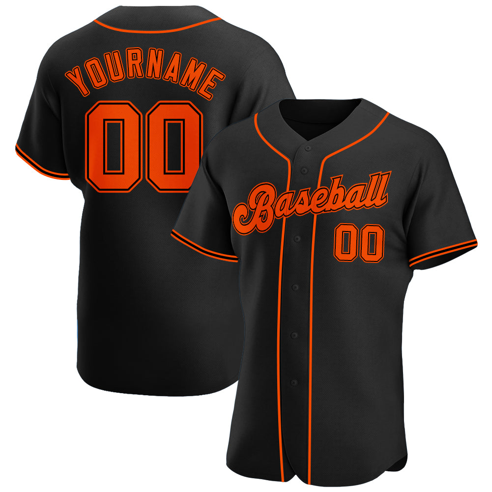 Custom Name Number Personalized Black Orange Authentic Baseball Jersey Personalized Black Orange-Black Authentic Baseball