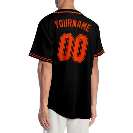 Personalized Orange Black Baseball Jersey - Customizable Sportswear Jersey Personalized Black Orange-Black Baseball Jersey
