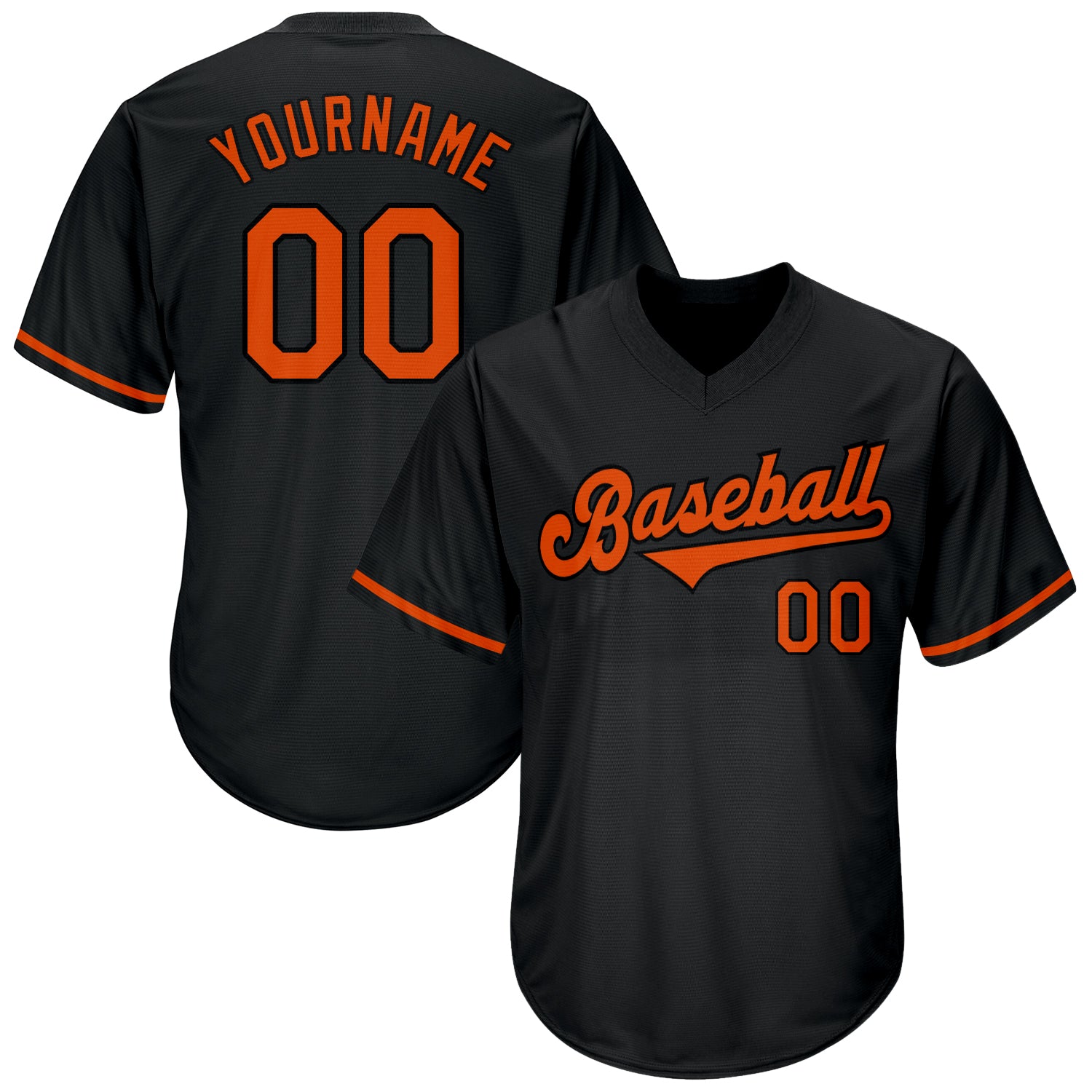 Personalized Black and Orange Rib-Knit Baseball Jersey Shirt for Men Personalized Black Orange-Black Throwback Rib-Knit Baseball