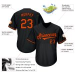 Personalized Black and Orange Rib-Knit Baseball Jersey Shirt for Men Personalized Black Orange-Black Throwback Rib-Knit Baseball