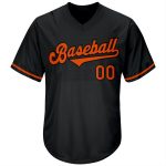 Personalized Black and Orange Rib-Knit Baseball Jersey Shirt for Men Personalized Black Orange-Black Throwback Rib-Knit Baseball