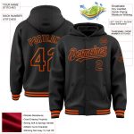 Custom Team Name Number Black Orange Bomber Varsity Letterman Hoodie Jacket Personalized Personalized Black Orange Bomber