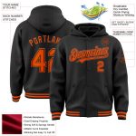 Personalized Black Orange Varsity Letterman Bomber Hoodie Jacket Full-Snap Personalized Black Orange Bomber Full-Snap Varsity