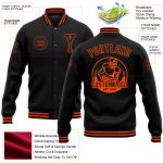 Personalized Black and Orange Bomber Varsity Letterman Jacket for Men Personalized Black Orange Bomber Full-Snap Varsity