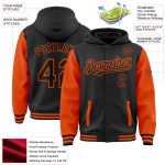 Custom Name Number Two Tone Bomber Hoodie Jacket Black Orange Varsity Letterman Full-Snap Personalized Apparel Personalized
