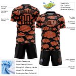 Custom Personalized Soccer Jersey with Black Orange Cloud Pattern - Team Name & Number Personalized Black Orange Cloud Pattern