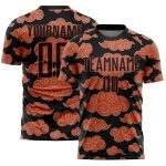 Custom Personalized Soccer Jersey with Black Orange Cloud Pattern - Team Name & Number Personalized Black Orange Cloud Pattern