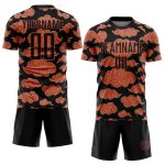 Personalized Black Orange Cloud Soccer Jersey - Custom Sublimation Uniform Personalized Black Orange Cloud Sublimation Soccer