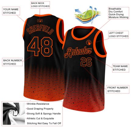 Custom Name Number Basketball Jersey - Personalized Black Orange Fade City Edition Fashion Jersey Personalized Black Orange