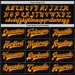 Custom Name and Number Two Tone Black Orange-Gold Varsity Letterman Bomber Full-Snap Jacket Personalized Black Orange-Gold