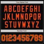 Custom Name and Number Two Tone Black Orange-Gold Varsity Letterman Bomber Full-Snap Jacket Personalized Black Orange-Gold