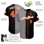 Custom Name and Number Personalized Black Orange Gray Baseball Jersey - Authentic Split Fashion Team Jersey Personalized