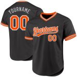 Custom Name & Number Personalized Black Orange-Gray Baseball Jersey - Authentic Throwback Team Design Personalized Black