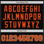 Custom Name and Number Varsity Letterman Bomber Jacket - Personalized Two Tone Black Orange-Gray Full-Snap Team Jacket Personalized