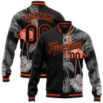 Personalized Flamingo Tropical Hawaii Jacket Custom Name Number 3D Pattern Black Orange Gray Varsity Full-Snap Bomber Personalized