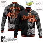 Personalized Flamingo Tropical Hawaii Jacket Custom Name Number 3D Pattern Black Orange Gray Varsity Full-Snap Bomber Personalized