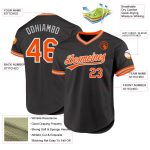 Personalized Throwback Baseball Jersey in Black, Orange & Gray - Custom Team Apparel Personalized Black Orange-Gray Throwback