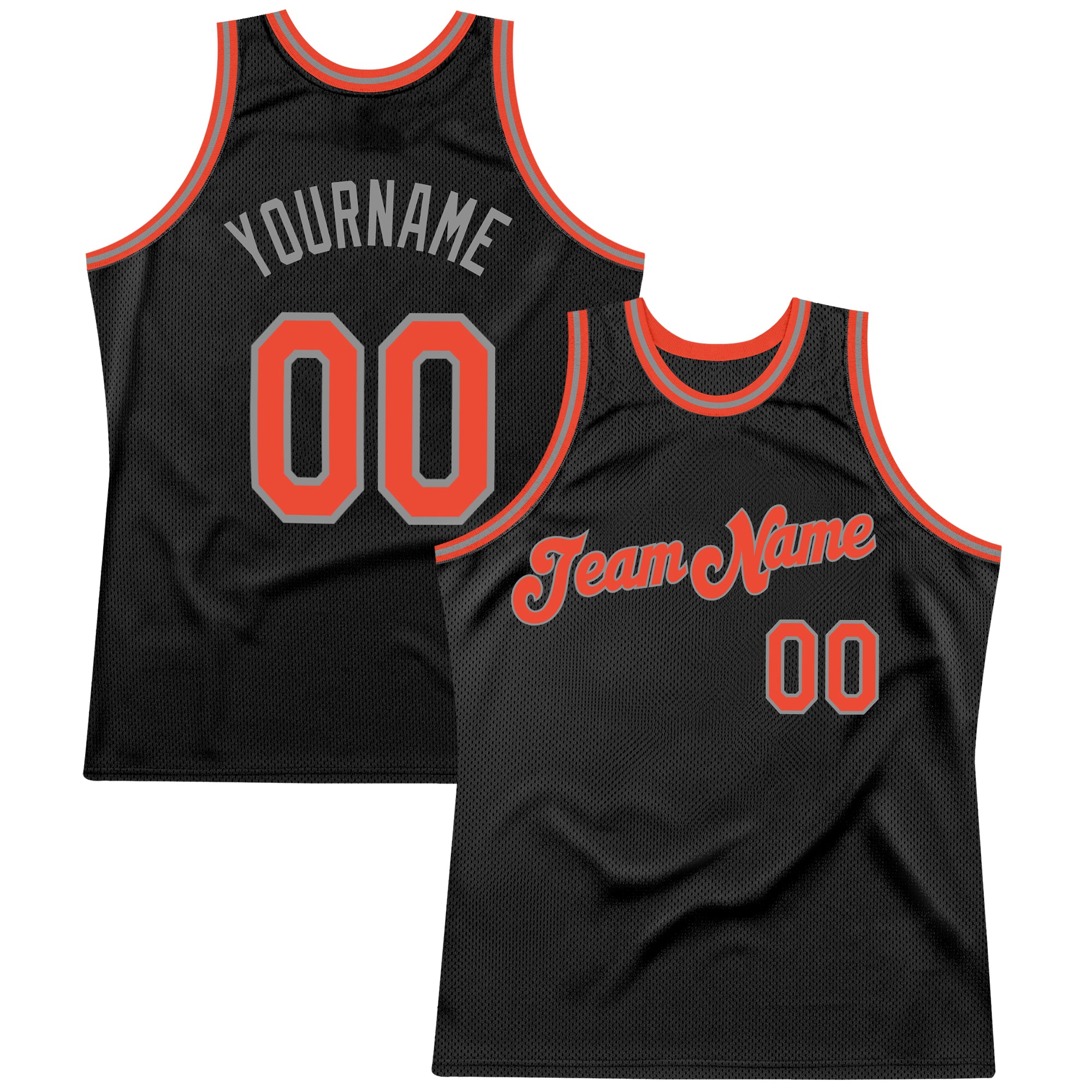Personalized Black and Orange Gray Basketball Jersey for Men - Custom Throwback Style Personalized Black Orange-Gray Throwback