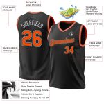 Personalized Throwback Basketball Jersey 3 - Black and Orange-Gray Design Personalized Black Orange-Gray Throwback Basketball