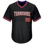 Personalized Black Orange Gray Rib-Knit Baseball Jersey Shirt for Men Personalized Black Orange-Gray Throwback Rib-Knit Baseball