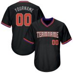 Personalized Black Orange Gray Rib-Knit Baseball Jersey Shirt for Men Personalized Black Orange-Gray Throwback Rib-Knit Baseball