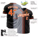 Personalized Fashion Baseball Jersey in Black Orange Gray White Gradient Personalized Black Orange Gray-White Gradient Fashion