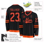 Custom Black and Orange Hockey Jersey - Personalized Team Apparel Personalized Black Orange Hockey Jersey