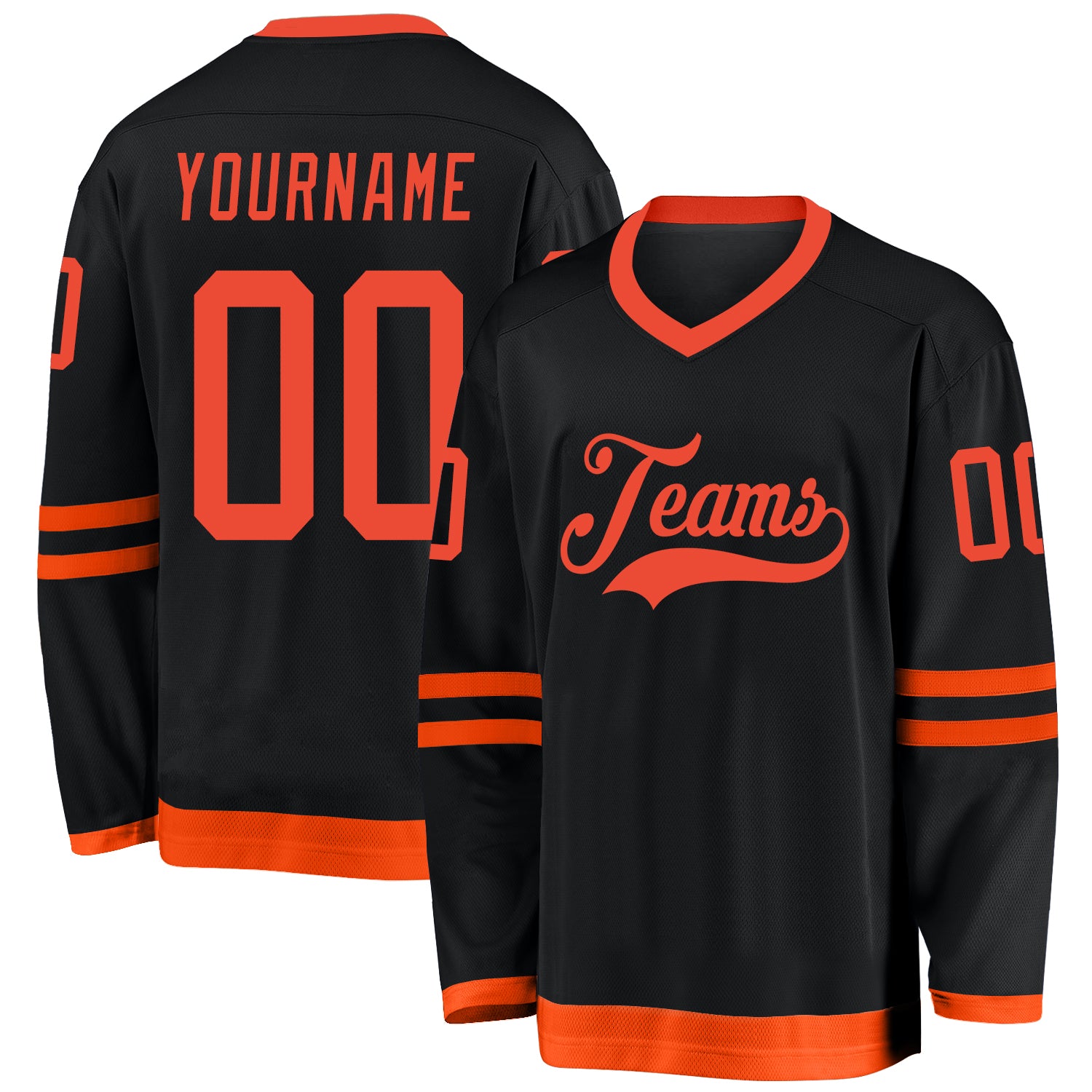 Custom Name and Number Personalized Black Orange Hockey Jersey for Teams Personalized Black Orange Hockey Jersey Team Custom