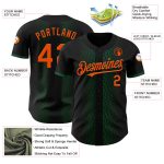 Customizable Geometric Pattern Baseball Jersey with Personalized Name and Number - Black Orange Kelly Green 3D Design Personalized