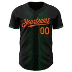 Customizable Geometric Pattern Baseball Jersey with Personalized Name and Number - Black Orange Kelly Green 3D Design Personalized