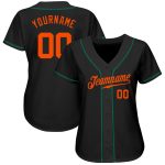 Custom Black Orange Kelly Green Baseball Jersey with Personalized Name and Number - Authentic Team Apparel Personalized Black