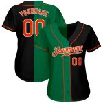 Custom Team Name Number Black Orange Kelly Green Baseball Jersey - Personalized Authentic Split Fashion Personalized Black