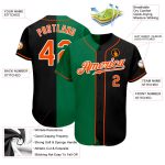 Custom Team Name Number Black Orange Kelly Green Baseball Jersey - Personalized Authentic Split Fashion Personalized Black
