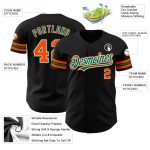Personalized Baseball Jersey Black Orange Kelly Green Style 3 for Men and Women Personalized Black Orange-Kelly Green Baseball