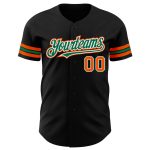Personalized Baseball Jersey Black Orange Kelly Green Style 3 for Men and Women Personalized Black Orange-Kelly Green Baseball