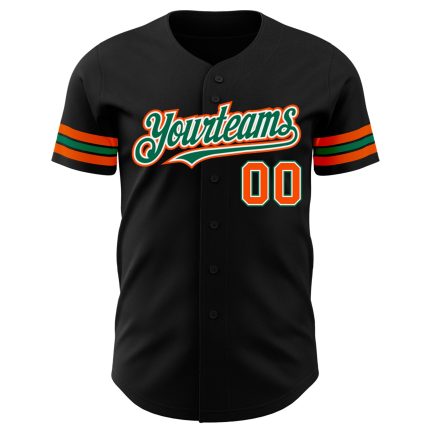 Personalized Baseball Jersey Black Orange Kelly Green Style 3 for Men and Women Personalized Black Orange-Kelly Green Baseball