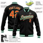 Personalized Varsity Letterman Jacket - Black Orange Kelly Green Bomber Full-Snap Design Personalized Black Orange-Kelly