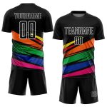 Personalized Black and Orange Soccer Jersey with Kelly Green Accents - Custom Sublimation Uniform Personalized Black Orange-Kelly