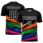 Personalized Black and Orange Soccer Jersey with Kelly Green Accents - Custom Sublimation Uniform Personalized Black Orange-Kelly