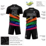 Custom Sublimation Soccer Jersey with Personalized Name and Number - Black Orange Kelly Green Team Uniform Personalized Black